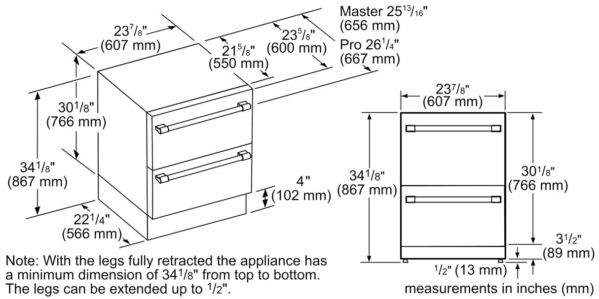 THERMADOR Freedom® Under Counter Double Drawer Refrigerator 24'' Masterpiece® - Stainless Steel (T24UR915DS)