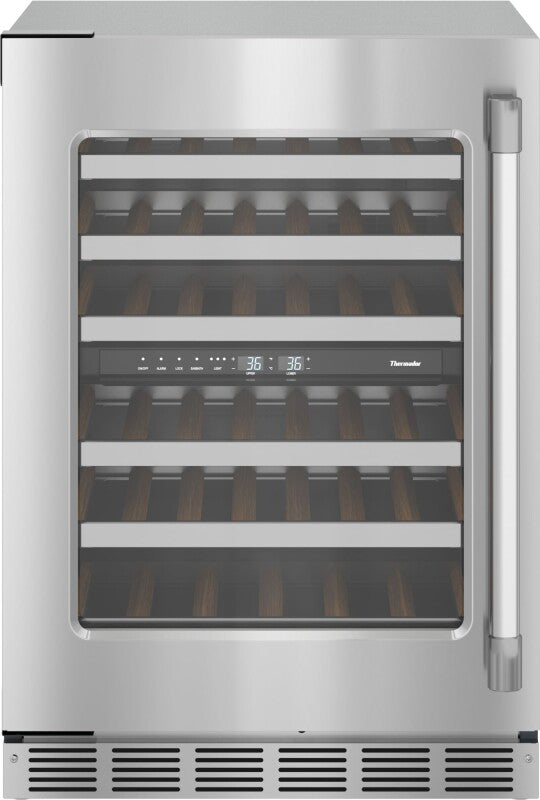 Thermador Freedom Under Counter Wine Cooler with Glass Door 24" Professional Left Hinge - Stainless Steel (T24UW925LS)