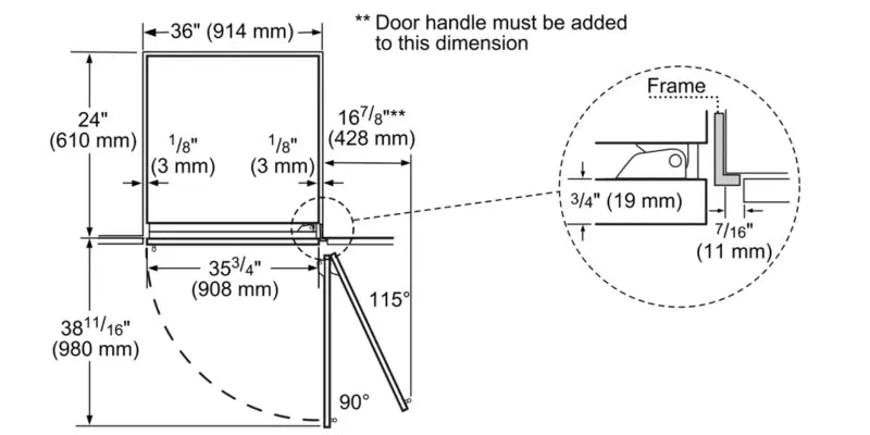 Thermador 36-Inch Built-in Stainless Steel Professional Two Door Bottom Freezer - Stainless Steel (T36BB920SS)