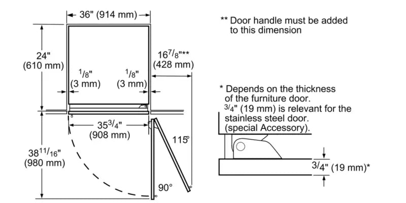 Thermador Built-in Refrigerator Column 36" Built-in Refrigerator Column 36'' - Panel Ready (T36IR905SP)