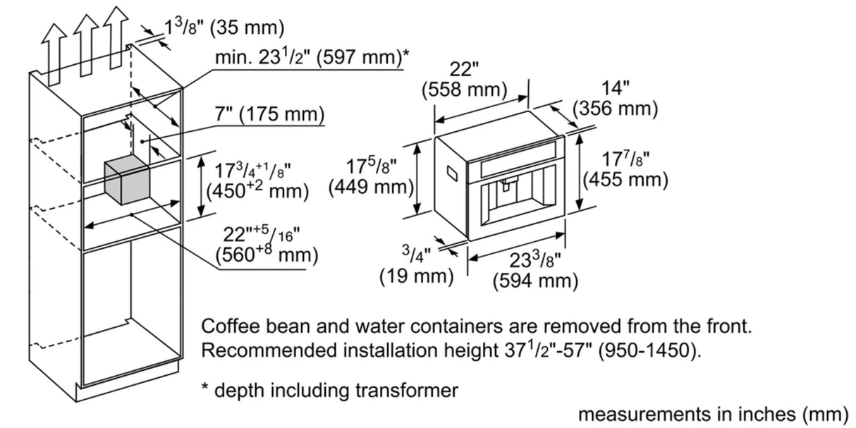 THERMADOR Built-in Coffee Machine , Removable Water Tank - Stainless Steel (TCM24TS)