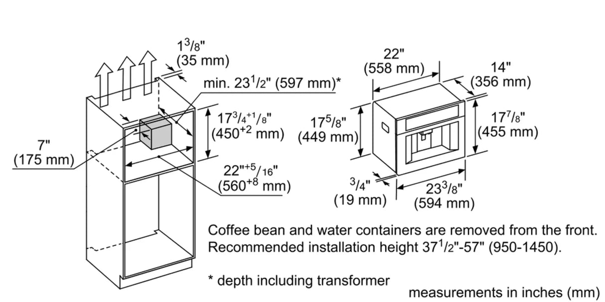 THERMADOR Built-in Coffee Machine , Removable Water Tank - Stainless Steel (TCM24TS)