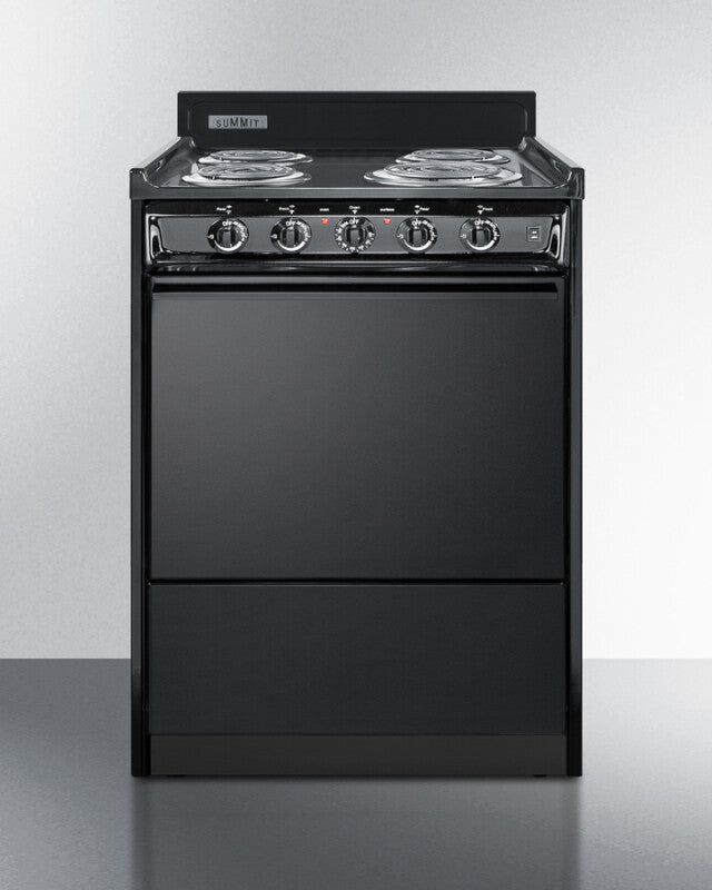 Summit 24" Wide Electric Coil Range - Black (TEM610C)