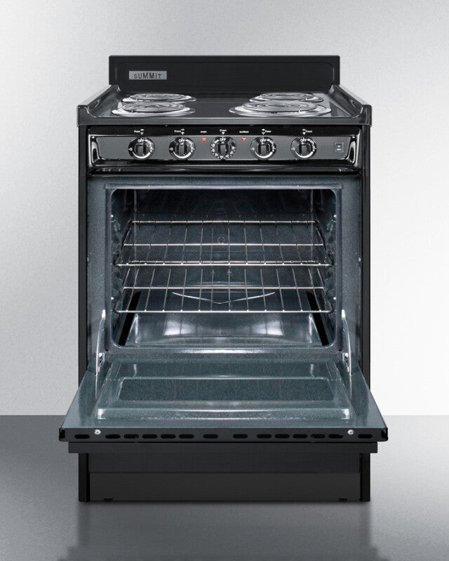 SUMMIT 24" Wide Electric Coil Range - Black (TEM610C)