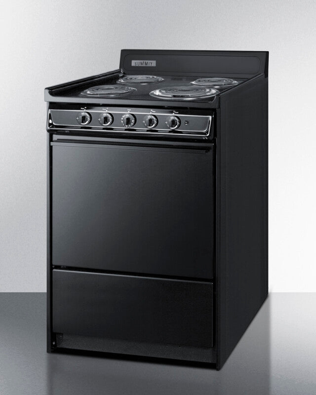 Summit 24" Wide Electric Coil Range - Black (TEM610C)