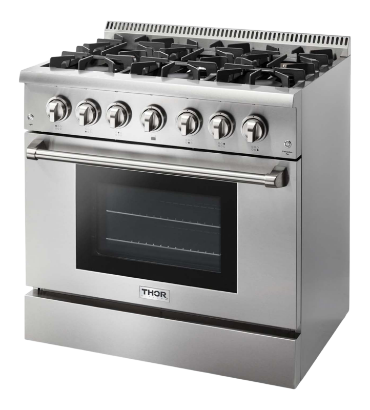 Thor Kitchen 36 Inch Professional Dual Fuel Liquid Propane Range - Stainless Steel (HRD3606ULP)