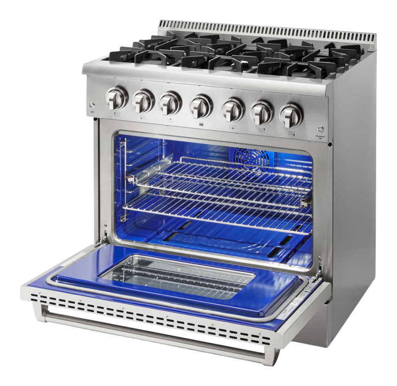 THOR KITCHEN 36-inch Professional Dual Fuel Liquid Propane Range - Stainless Steel (HRD3606ULP)