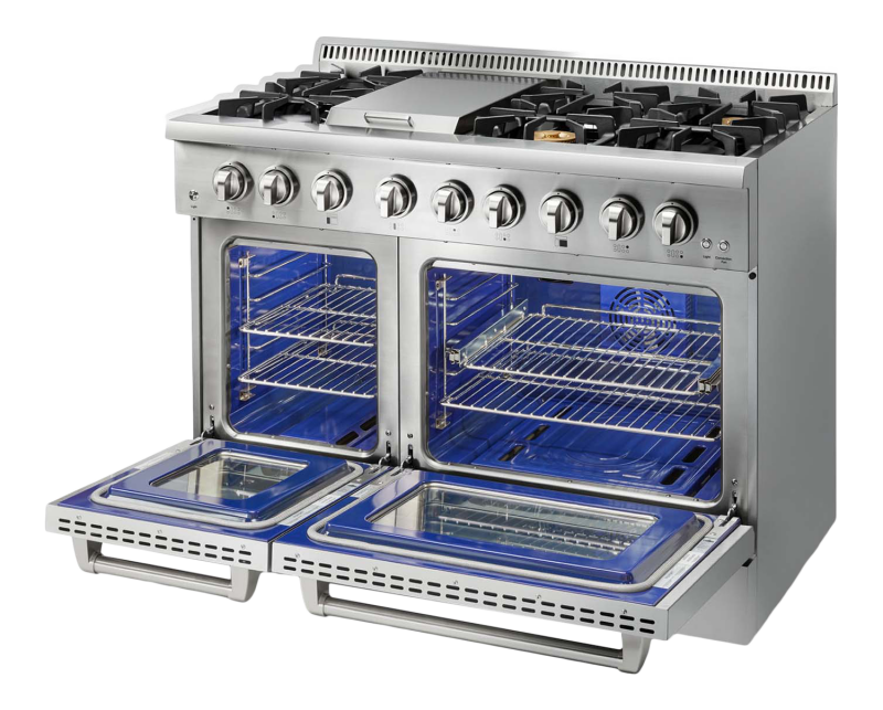 THOR KITCHEN 48 Inch Professional Dual Fuel Range In Stainless Steel - Stainless Steel (HRD4803ULP)