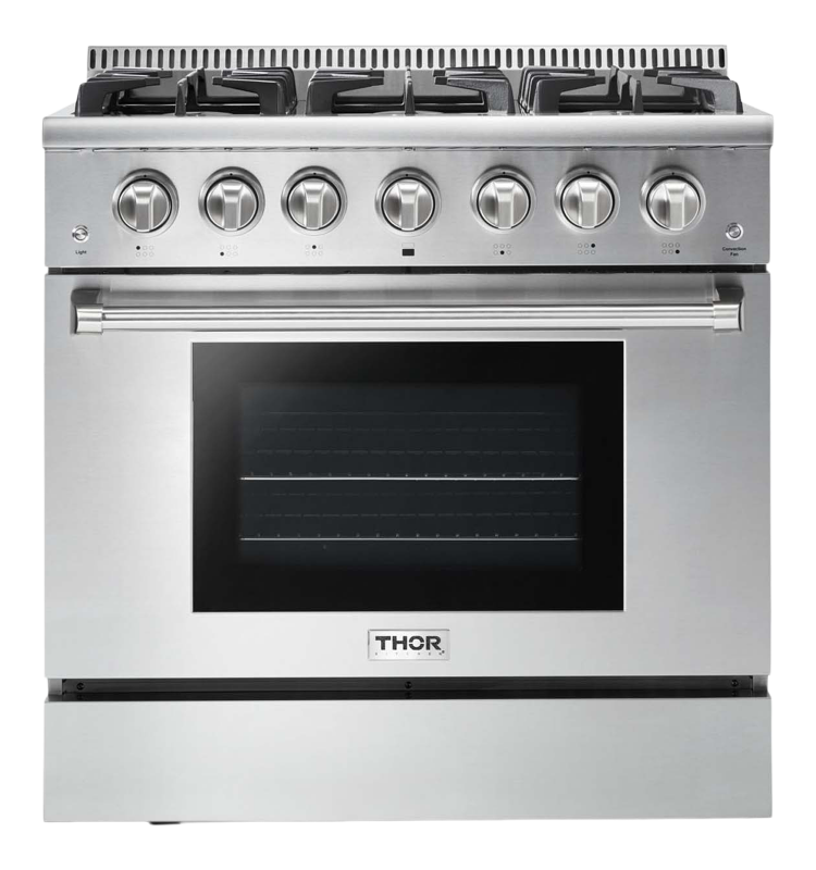 THOR KITCHEN 36-inch Professional Gas Range - Stainless Steel (HRG3618U)