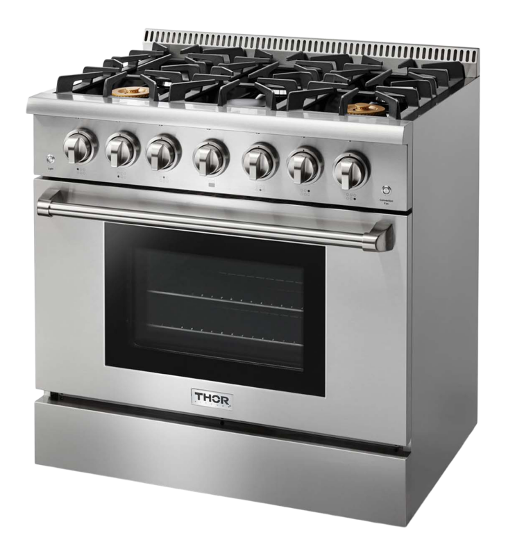 THOR KITCHEN 36-inch Professional Gas Range - Stainless Steel (HRG3618U)