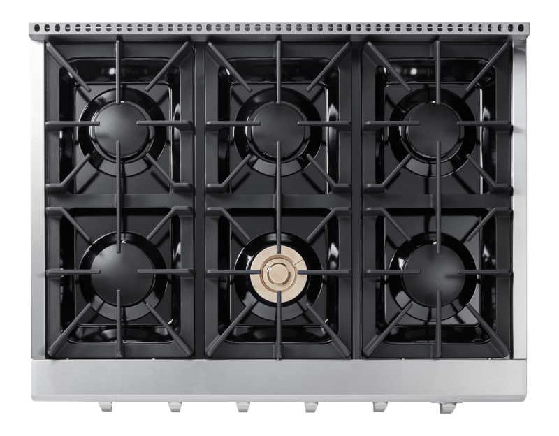 Thor Kitchen 36 Inch Professional Gas Rangetop With 6 Burners, Lp Convertible Thor Kitchen - Stainless Steel (HRT3618U)