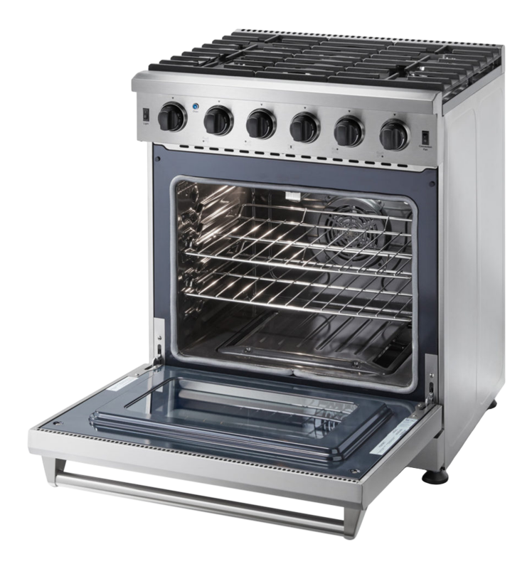 Thor Kitchen 30 Inch Gas Range, 5 Burner Convection Oven Thor Kitchen - Stainless Steel (LRG3001U)