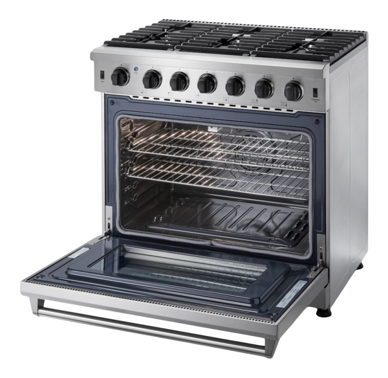 Thor Kitchen 36 Inch Freestanding Gas Range, 6 Burner Convection Oven Thor Kitchen - Stainless Steel (LRG3601U)