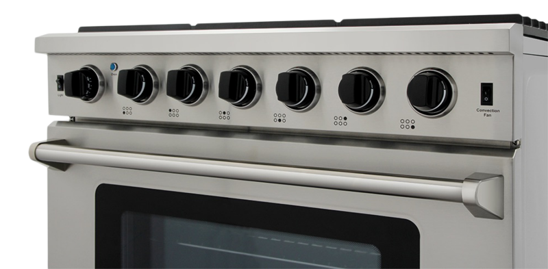 Thor Kitchen 36 Inch Freestanding Gas Range, 6 Burner Convection Oven Thor Kitchen - Stainless Steel (LRG3601U)