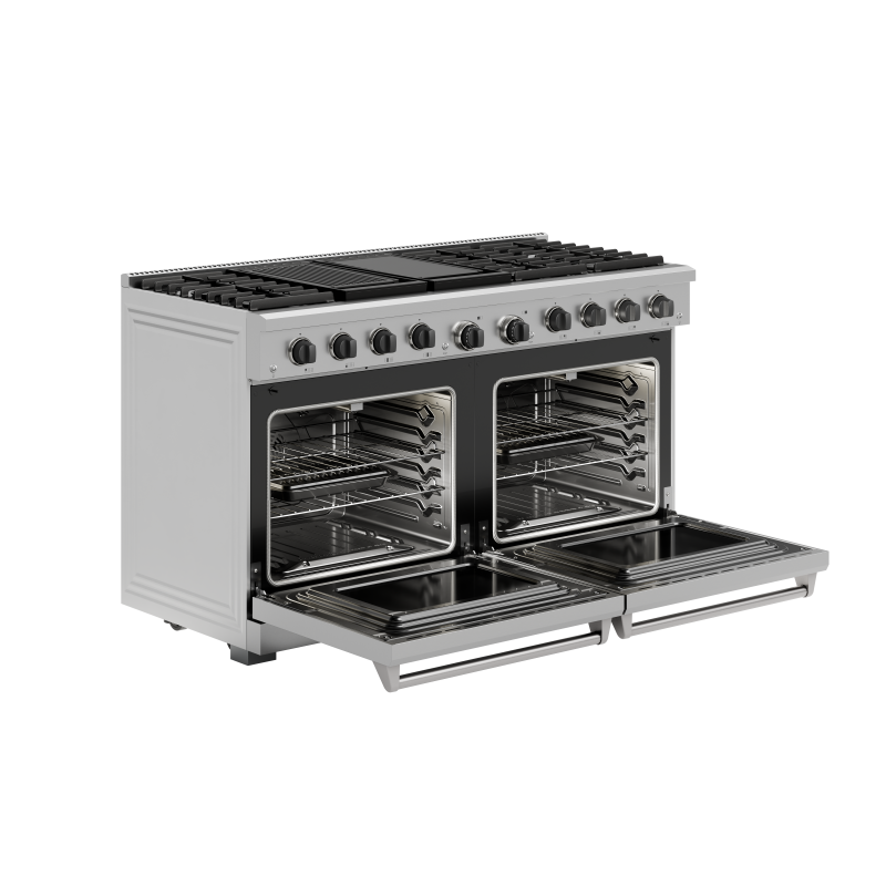THOR KITCHEN 60 Inch Gas Range, 8 Burner Double Oven - Stainless Steel (LRG60E)