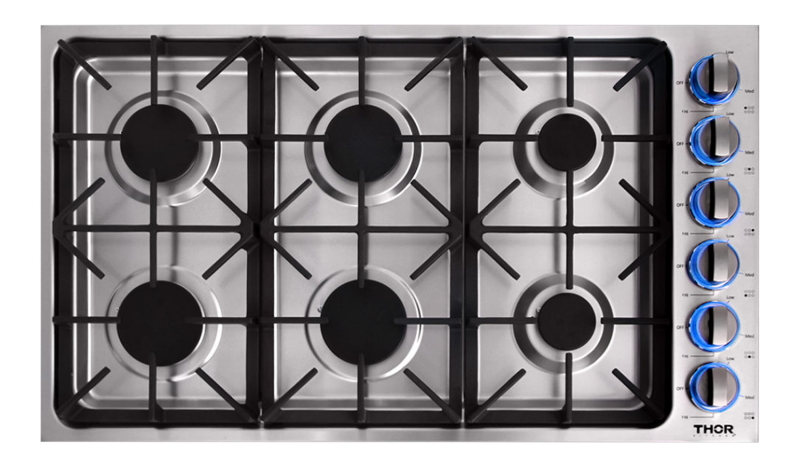 THOR KITCHEN 36 Inch Professional Drop-in Gas Cooktop In Stainless Steel - Stainless Steel (TGC3601)
