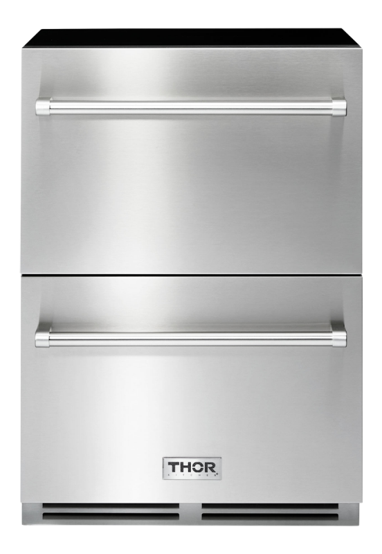 THOR KITCHEN 24 Inch Indoor Outdoor Refrigerator Drawer - Stainless Steel (TRF24U)