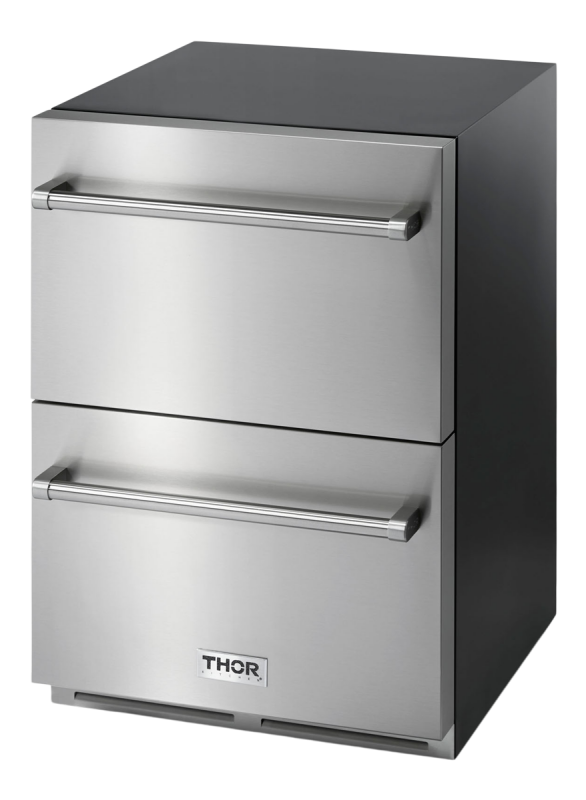 THOR KITCHEN 24 Inch Indoor Outdoor Refrigerator Drawer - Stainless Steel (TRF24U)