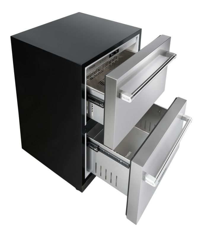 THOR KITCHEN 24 Inch Indoor Outdoor Refrigerator Drawer - Stainless Steel (TRF24U)