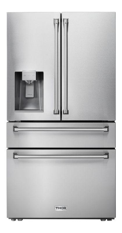 THOR KITCHEN 36 Inch Professional French Door Refrigerator With Ice And Water Dispenser - Stainless Steel (TRF3601FD)
