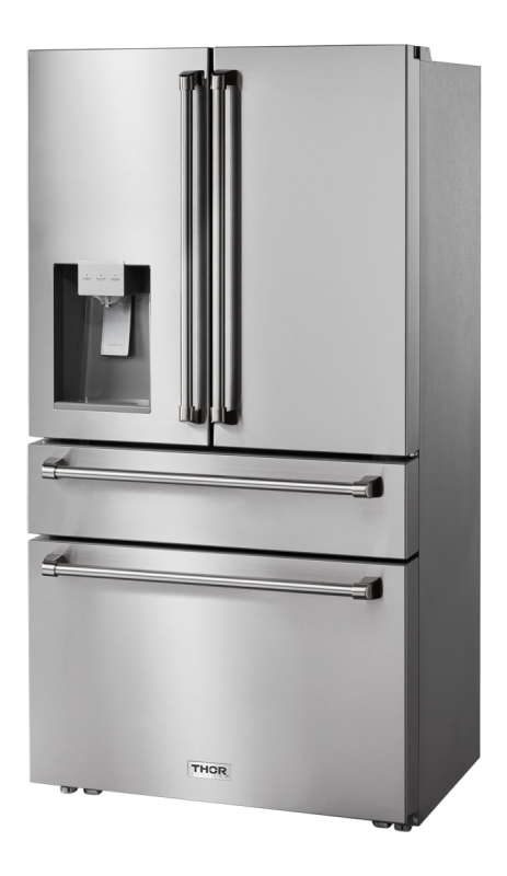 Thor Kitchen 36 Inch Professional French Door Refrigerator With Ice And Water Dispenser Thor Kitchen - Stainless Steel (TRF3601FD)