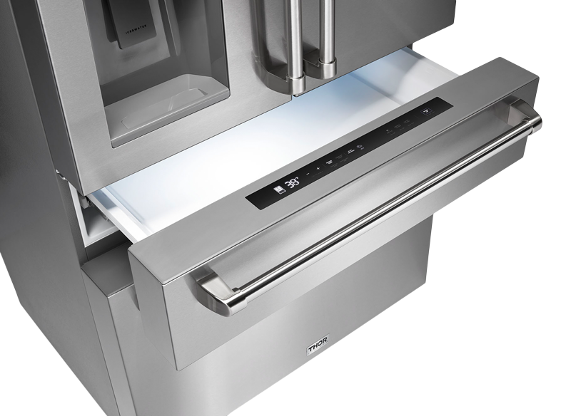Thor Kitchen 36 Inch Professional French Door Refrigerator With Ice And Water Dispenser Thor Kitchen - Stainless Steel (TRF3601FD)