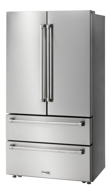 Thor Kitchen 36 Inch Professional French Door Refrigerator with Freezer Drawers - Stainless Steel (TRF3602)