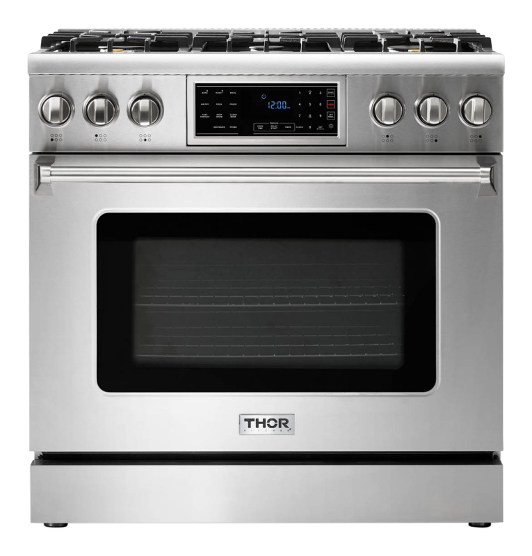 THOR KITCHEN 36-inch Tilt Panel Gas Range Professional - Stainless Steel (TRG3601)