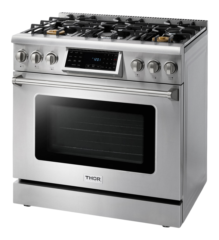 THOR KITCHEN 36-inch Tilt Panel Gas Range Professional - Stainless Steel (TRG3601)