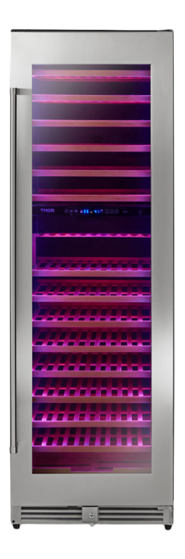 Thor Kitchen 24 Inch Dual Zone Wine Cooler, 162 Wine Bottle Capacity - Stainless Steel (TWC2403DI)