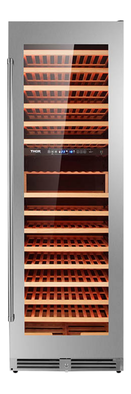 Thor Kitchen 24 Inch Dual Zone Wine Cooler, 162 Wine Bottle Capacity - Stainless Steel (TWC2403DI)
