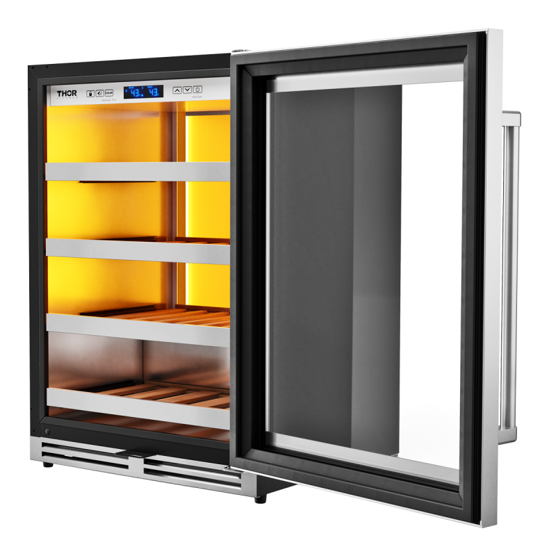THOR KITCHEN 24 Inch Single Zone Wine Cooler, 45 Wine Bottle Capacity - Stainless Steel (TWC24UL)