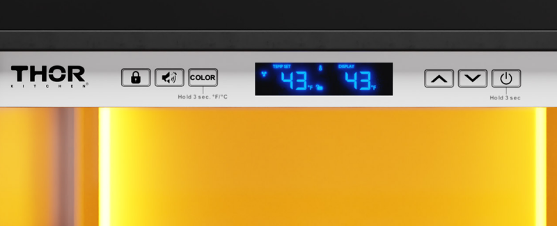 THOR KITCHEN 24-inch Single Zone Wine Cooler, Left Swing, 45 Wine Bottle Capacity - Stainless Steel (TWC24ULLH)