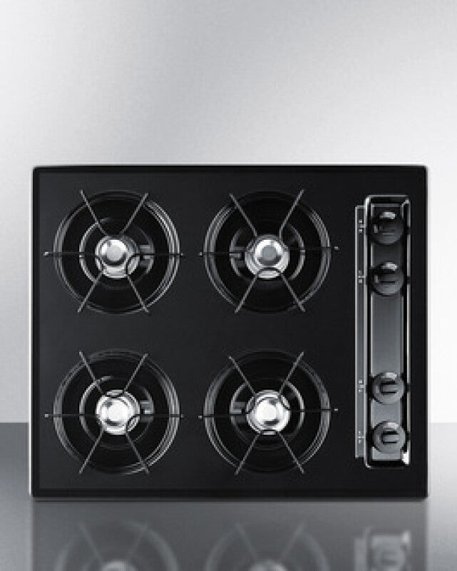 Summit 24" Wide 4-Burner Gas Cooktop - Black (TNL033)