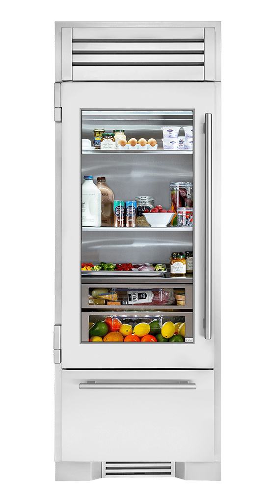 True Residential 30″ Glass Door Refrigerator with Bottom Freezer - Stainless Steel (TR30RBFLSGA)