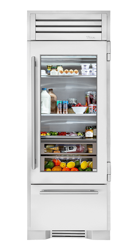True Residential 30″ Glass Door Refrigerator with Bottom Freezer - Stainless Steel (TR30RBFRSGA)