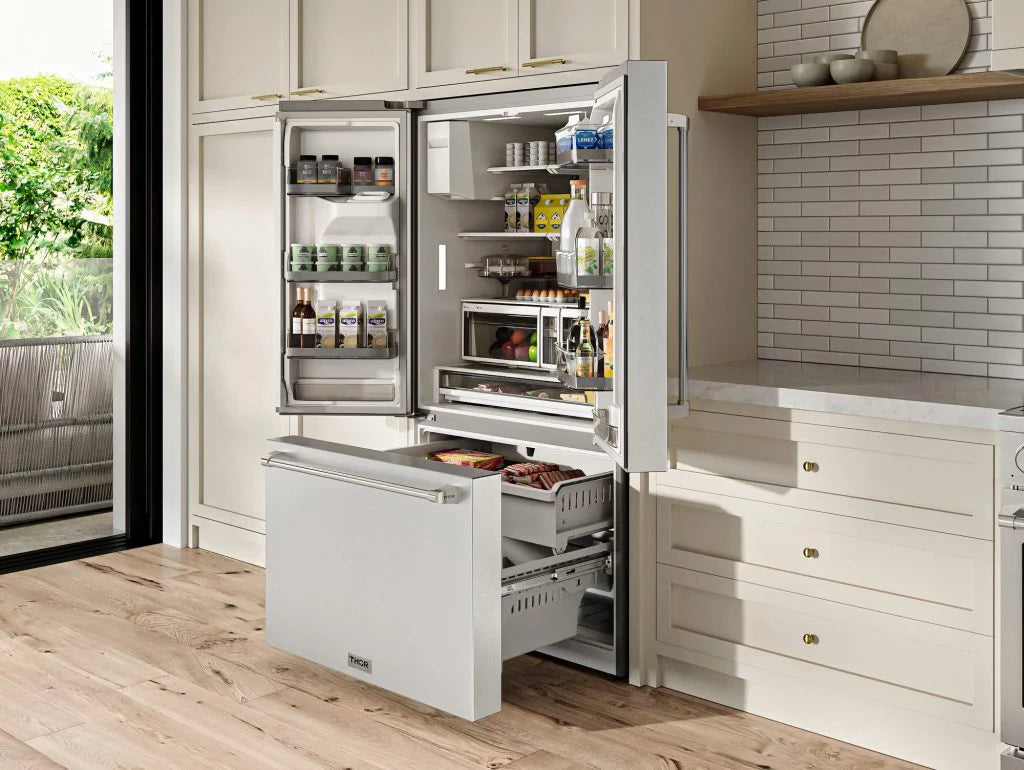Thor Kitchen 36 Inch Professional French Door Refrigerator With Ice And Water Dispenser Thor Kitchen - Stainless Steel (TRF3628FFD)