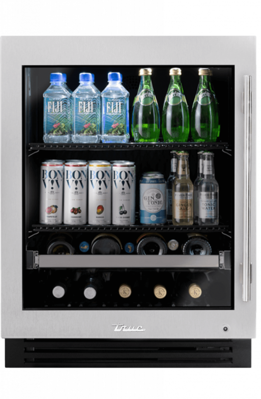True Residential 24″ ADA Height Beverage Center Stainless Glass - Stainless Steel (TUBADA24LGAS)