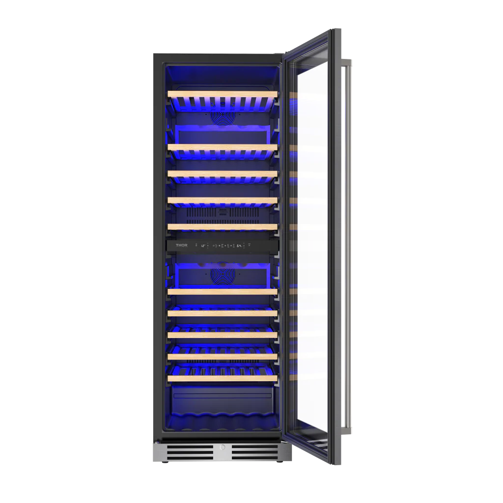 Thor Kitchen 24 Inch Freestanding Dual Zone Wine Cellar, 115 Bottle Capacity Thor Kitchen - Panel Ready (TWC2470D)