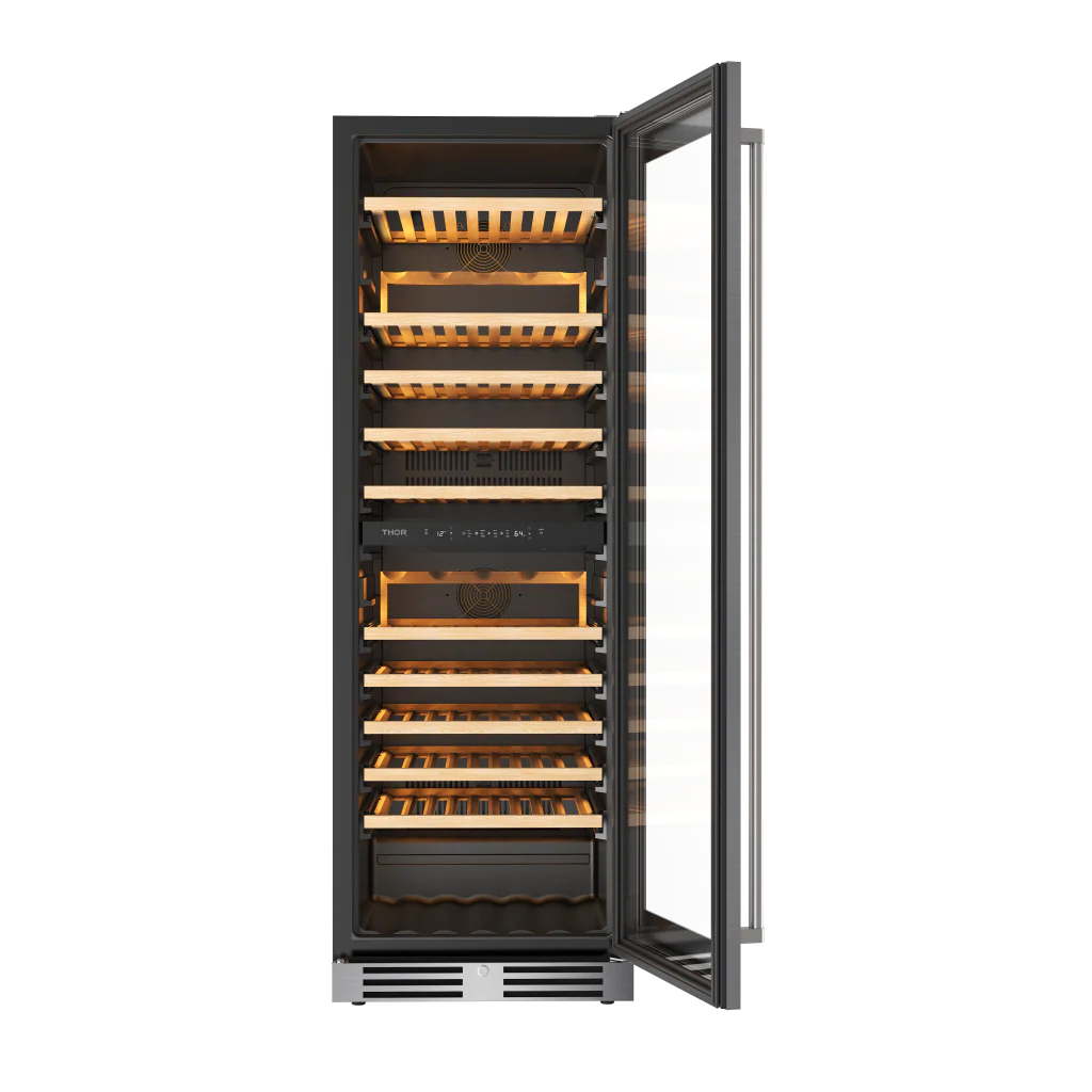 Thor Kitchen 24 Inch Freestanding Dual Zone Wine Cellar, 115 Bottle Capacity Thor Kitchen - Panel Ready (TWC2470D)