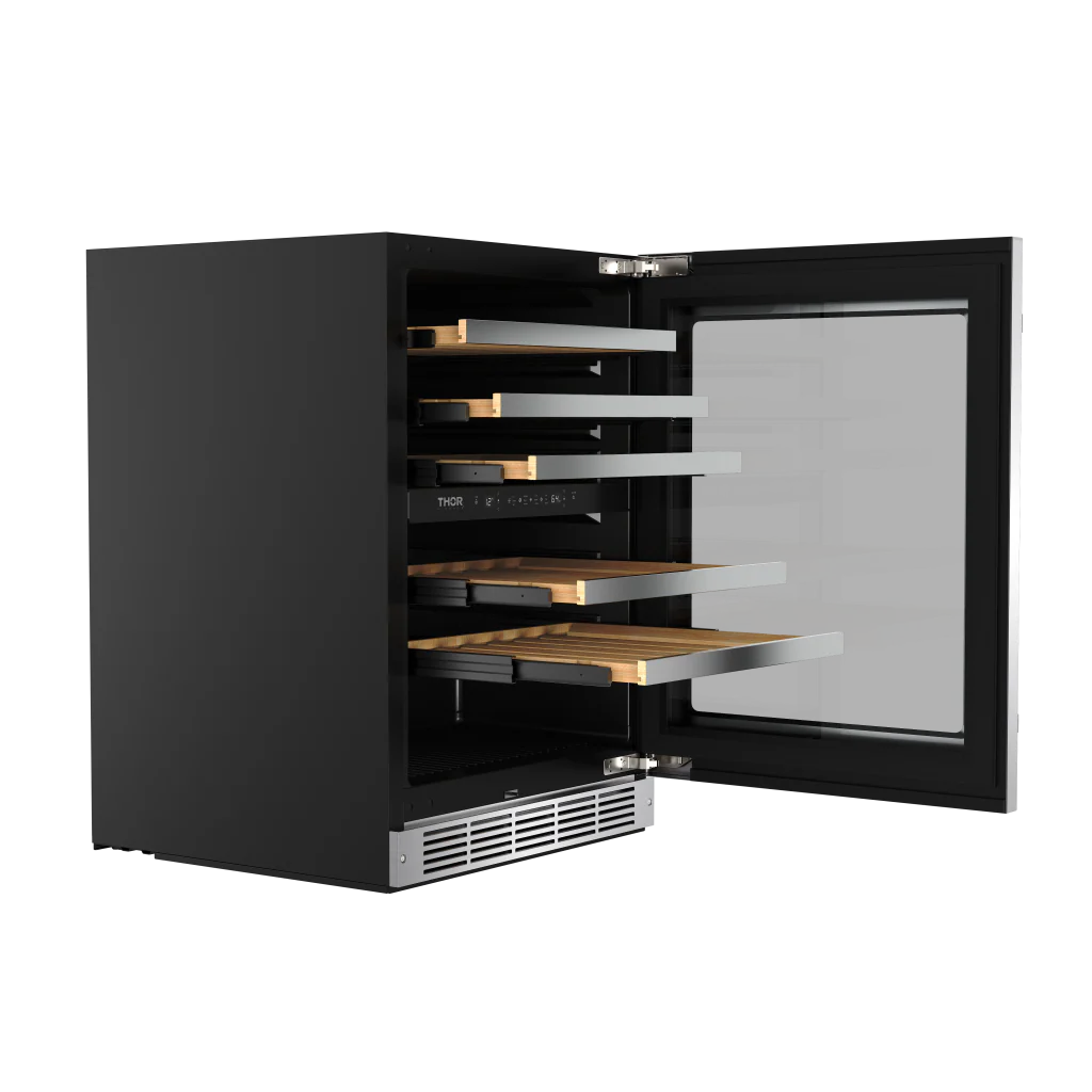 Thor Kitchen 24 Inch Undercounter Dual Zone Wine Cooler, 46 Bottle Capacity Thor Kitchen - Stainless Steel (TWC24UD)