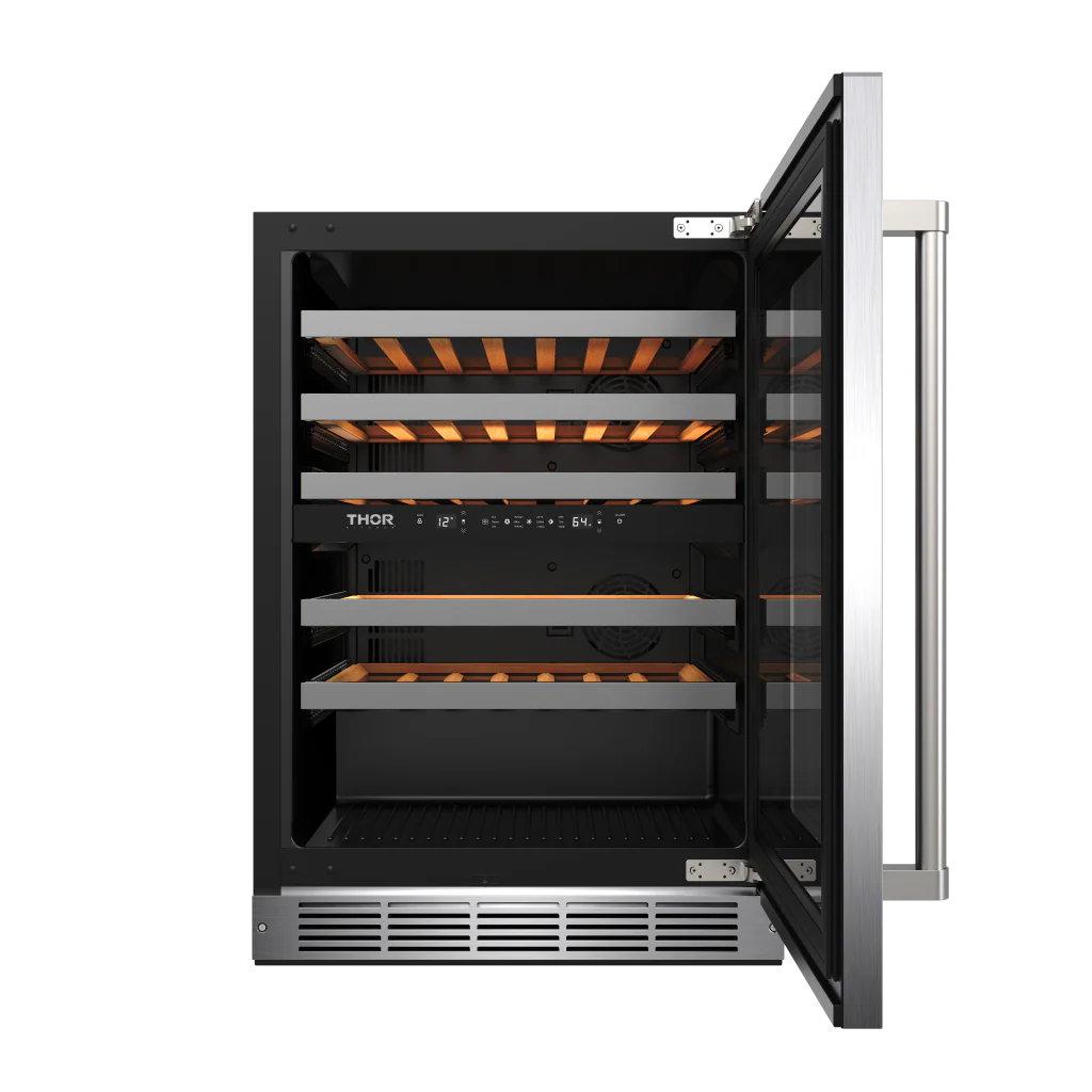 Thor Kitchen 24 Inch Undercounter Dual Zone Wine Cooler, 46 Bottle Capacity Thor Kitchen - Stainless Steel (TWC24UD)