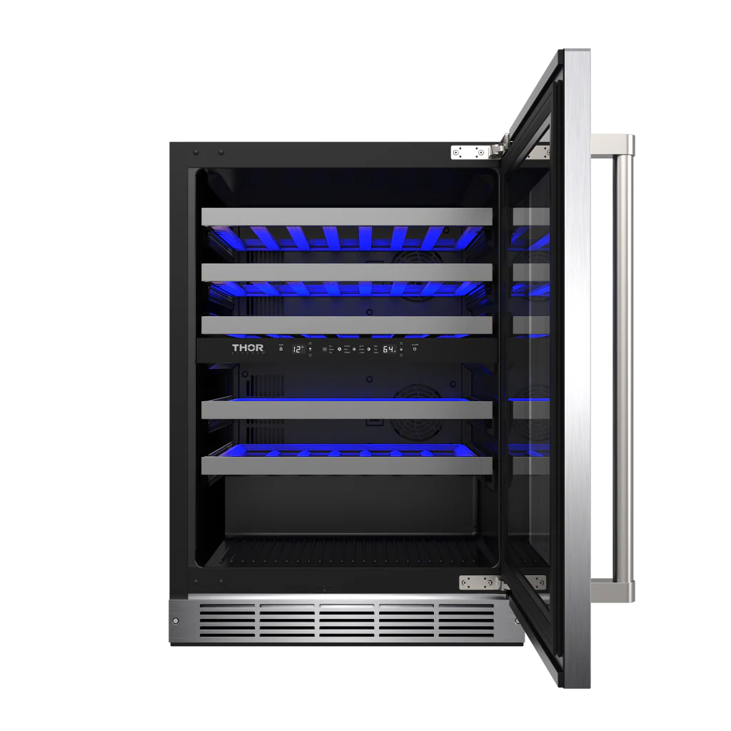 Thor Kitchen 24 Inch Undercounter Dual Zone Wine Cooler, 46 Bottle Capacity Thor Kitchen - Stainless Steel (TWC24UD)