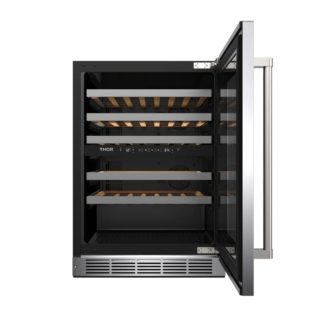 Thor Kitchen 24 Inch Undercounter Dual Zone Wine Cooler, 46 Bottle Capacity Thor Kitchen - Stainless Steel (TWC24UD)