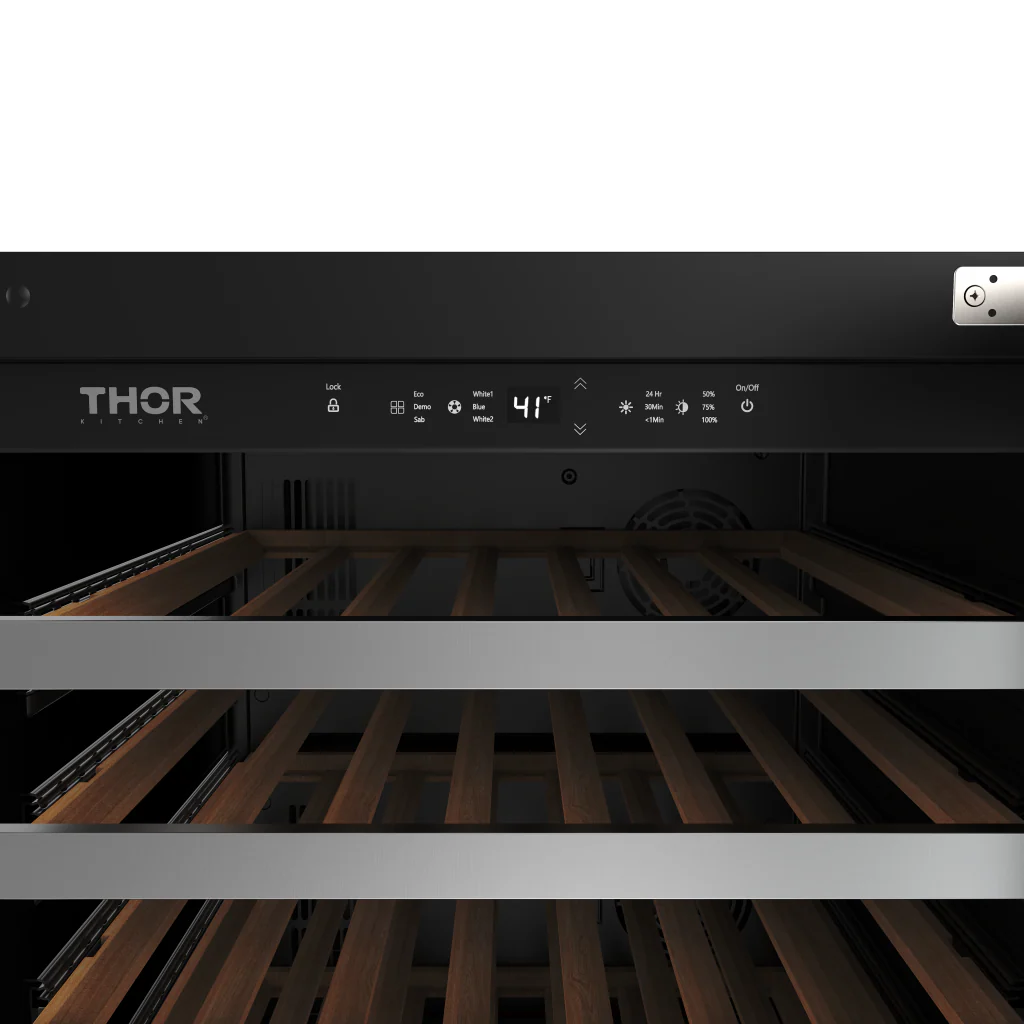 THOR KITCHEN 24-inch Single Zone Wine Cooler, 46 Wine Bottle Capacity - Stainless Steel (TWC24US)