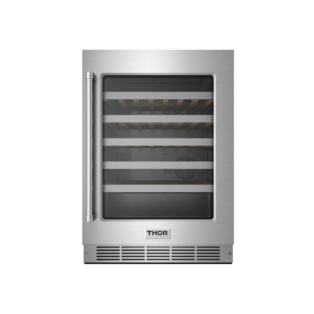THOR KITCHEN 24-inch Single Zone Wine Cooler, 46 Wine Bottle Capacity - Stainless Steel (TWC24US)