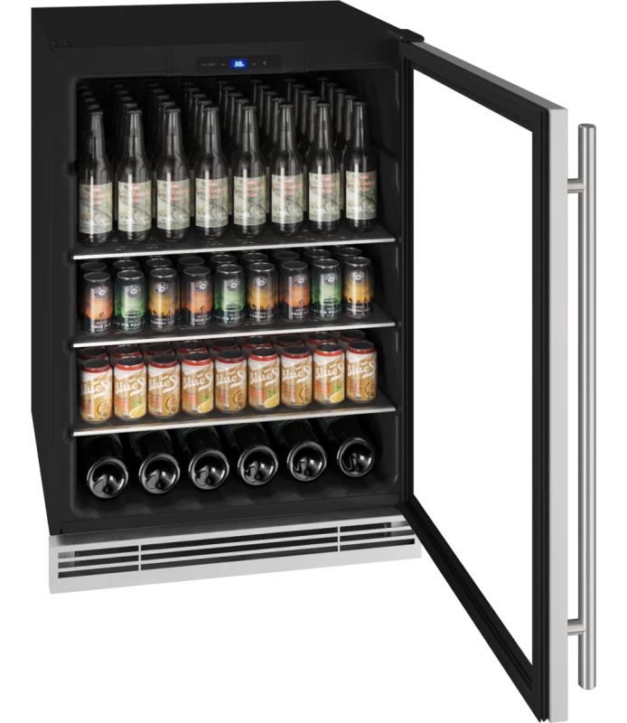 U-Line 24" Beverage Center in Stainless Frame - Stainless & Glass (UHBV024SG01A)