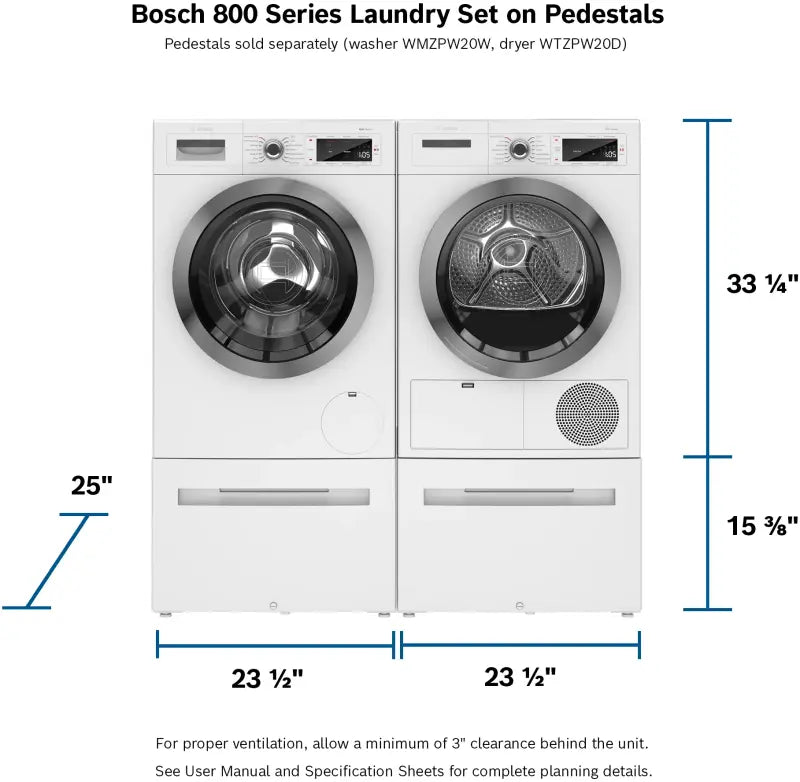 Bosch Bosch 800 Series Compact Washer 24" 1400 rpm - White (WAW285H2UC)