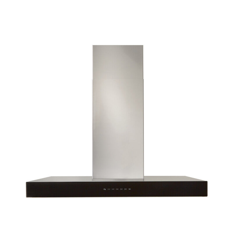 BEST RANGE HOODS 36-INCH 650 MAX BLOWER CFM STAINLESS STEEL CHIMNEY RANGE HOOD WITH PURLED(TM) LIGHT SYSTEM AND BLACK GLASS (WCB3 SERIES) -  (WCB3I36SBB)