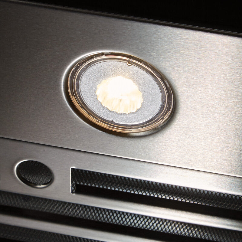 BEST RANGE HOODS 36-INCH 650 MAX BLOWER CFM STAINLESS STEEL CHIMNEY RANGE HOOD WITH PURLED(TM) LIGHT SYSTEM AND BLACK GLASS (WCB3 SERIES) -  (WCB3I36SBB)